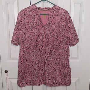 Healing Hands • Floral Pink Scrub Medical Top